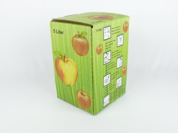 Karton Bag in Box 5 Liter Apfeldekor, Saftkarton, Faltkarton, Apfelsaft-Karton, Saftschachtel, Schachtel. - Bild 2